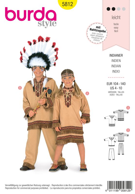 Schnittmuster Indianerpäarchen Burda 5812