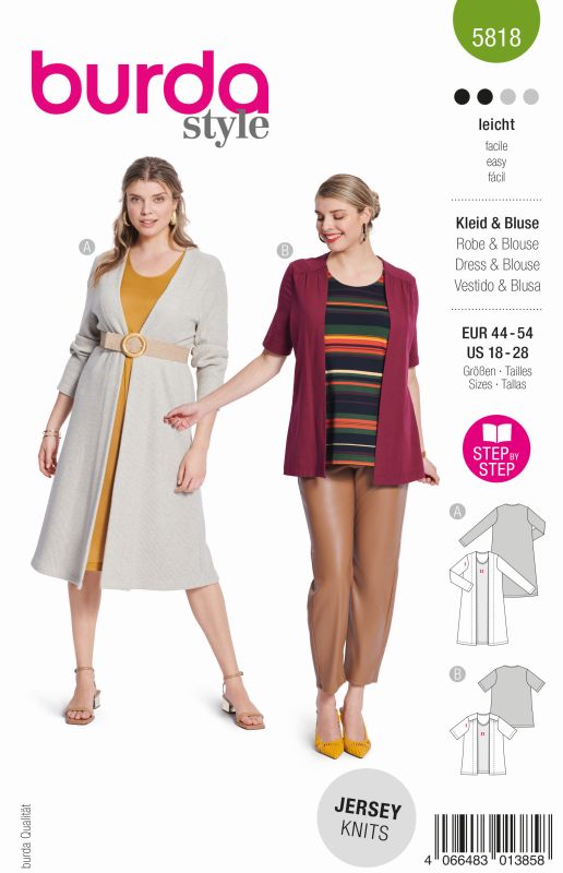 Schnittmuster Kleid & Bluse Burda 5818