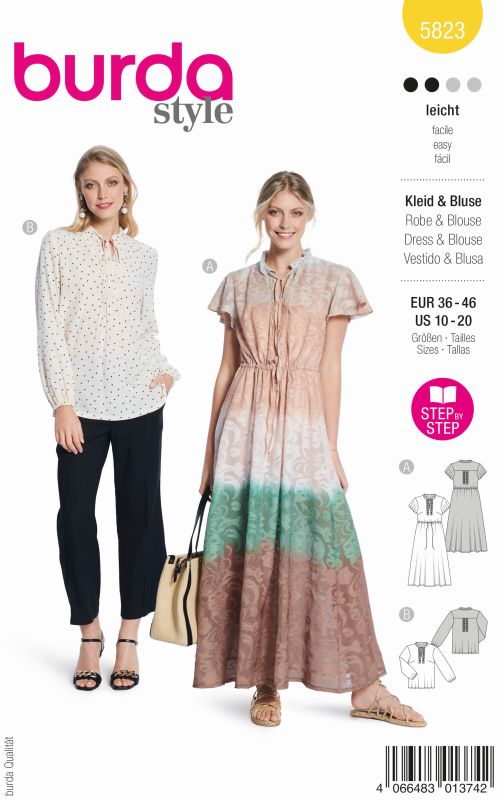 Schnittmuster Kleid & Bluse Burda 5823