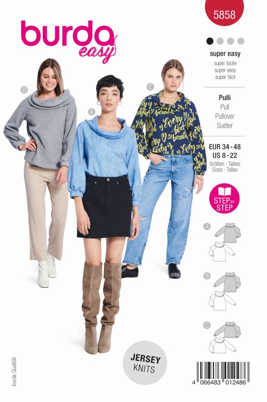 Schnittmuster Pulli Burda 5858
