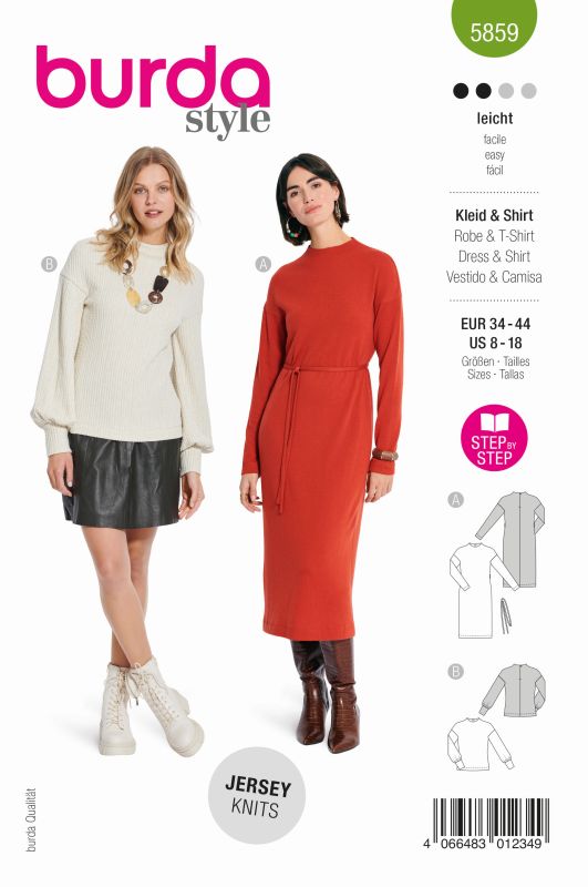 Schnittmuster Kleid & Shirt Burda 5859