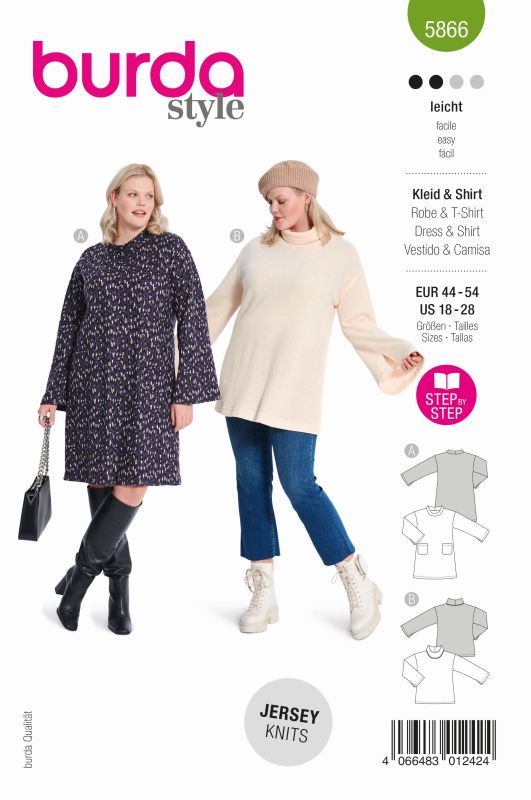Schnittmuster Kleid & Shirt Burda 5866