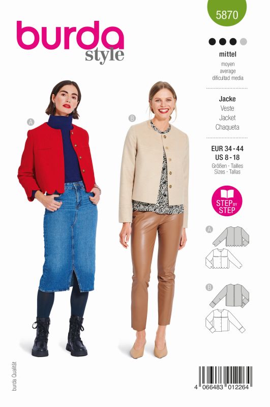 Schnittmuster Jacke Burda 5870
