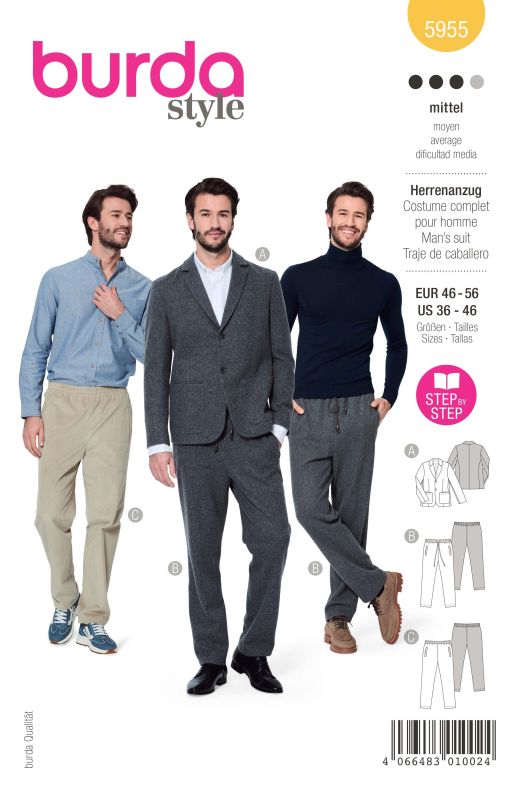 Schnittmuster Herrenanzug Burda 5955
