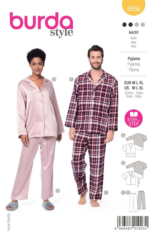 Schnittmuster Pyjama UNISEX Burda 5956