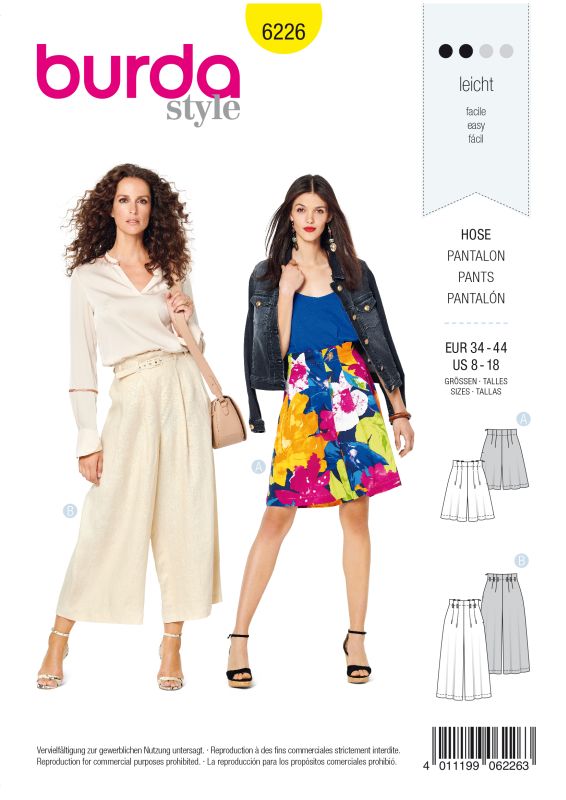 Schnittmuster Shorts Burda 6226