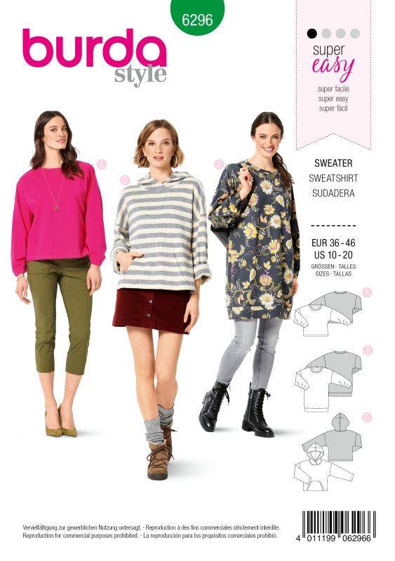 Schnittmuster Pullover Burda 6296