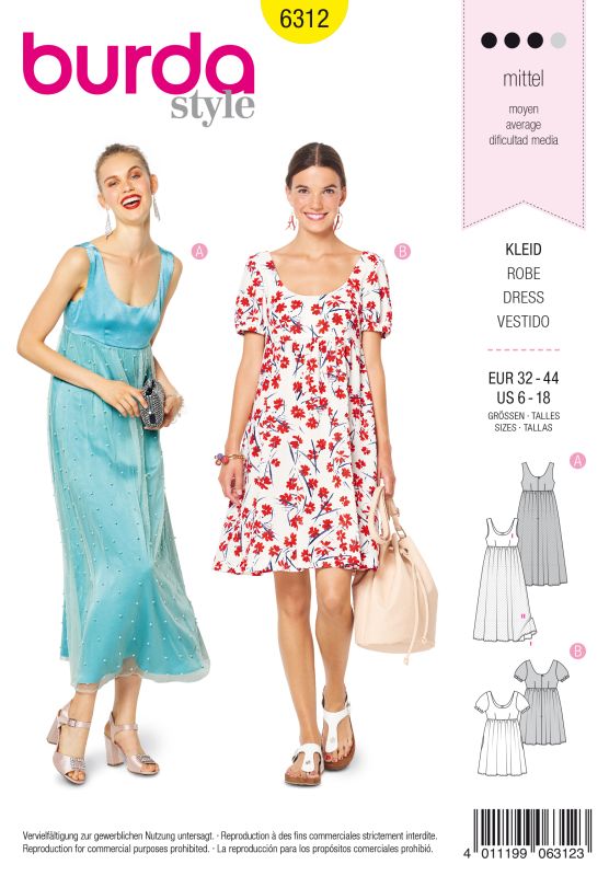 Schnittmuster Kleid Burda 6312