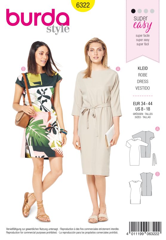 Schnittmuster Kleid Burda 6322
