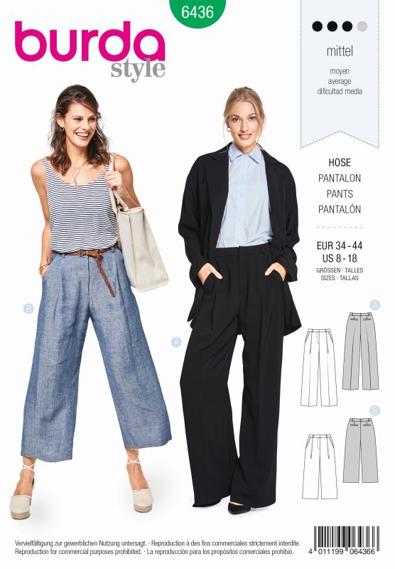 Schnittmuster Hose Burda 6436