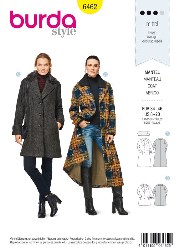 Schnittmuster Mantel Burda 6462