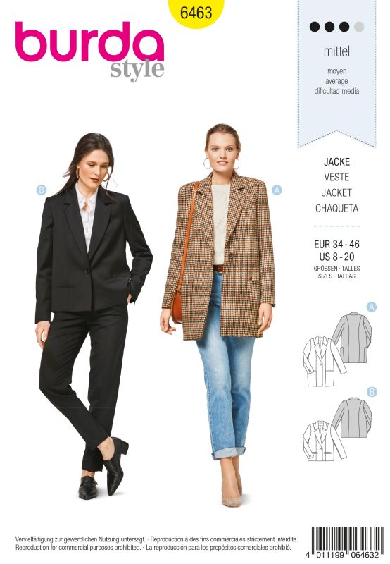 Schnittmuster Jacke Burda 6463