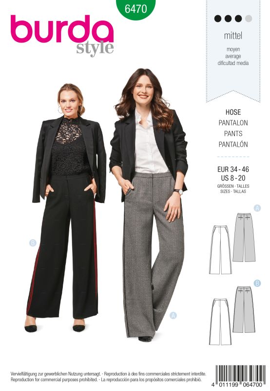 Schnittmuster Hose Burda 6470