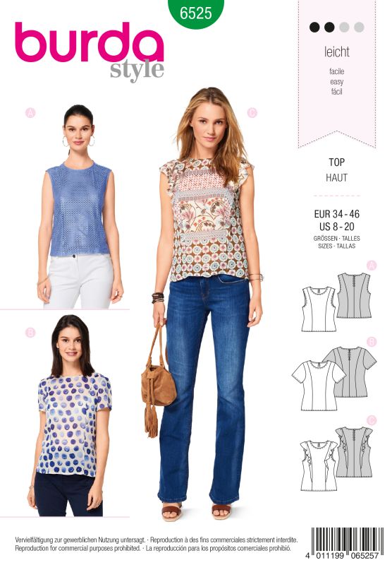 Schnittmuster Top Burda 6525