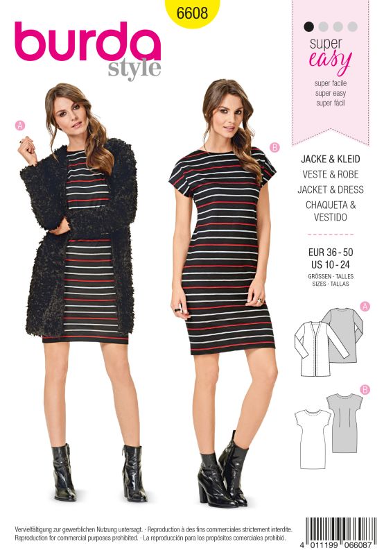 Schnittmuster Jacke & Kleid Burda 6608