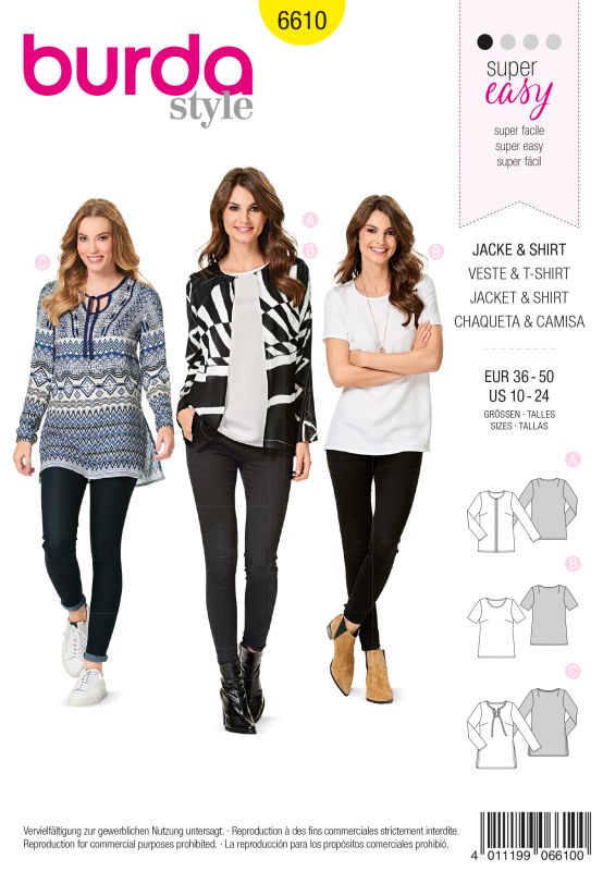 Schnittmuster Jacke & Shirt Burda 6610