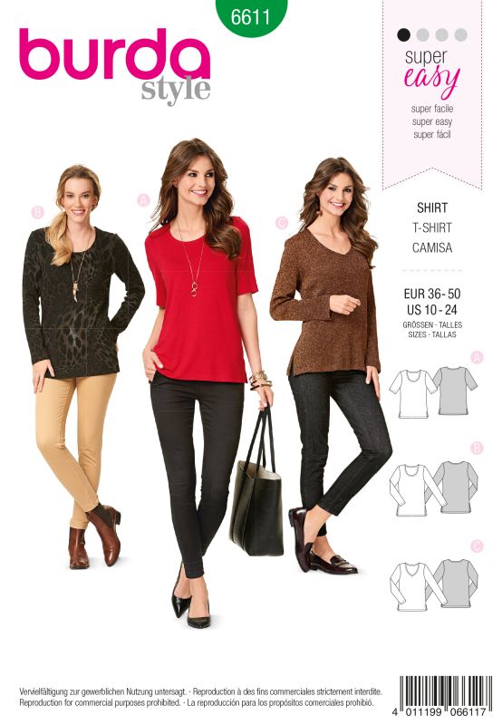 Schnittmuster Shirt Burda 6611