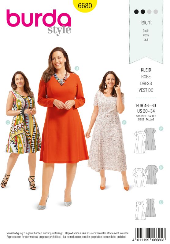 Schnittmuster Kleid Burda 6680