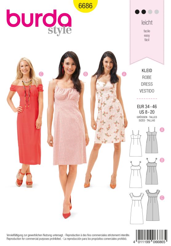 Schnittmuster Kleid Burda 6686