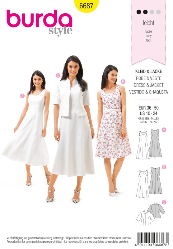 Schnittmuster Kleid & Jacke Burda 6687