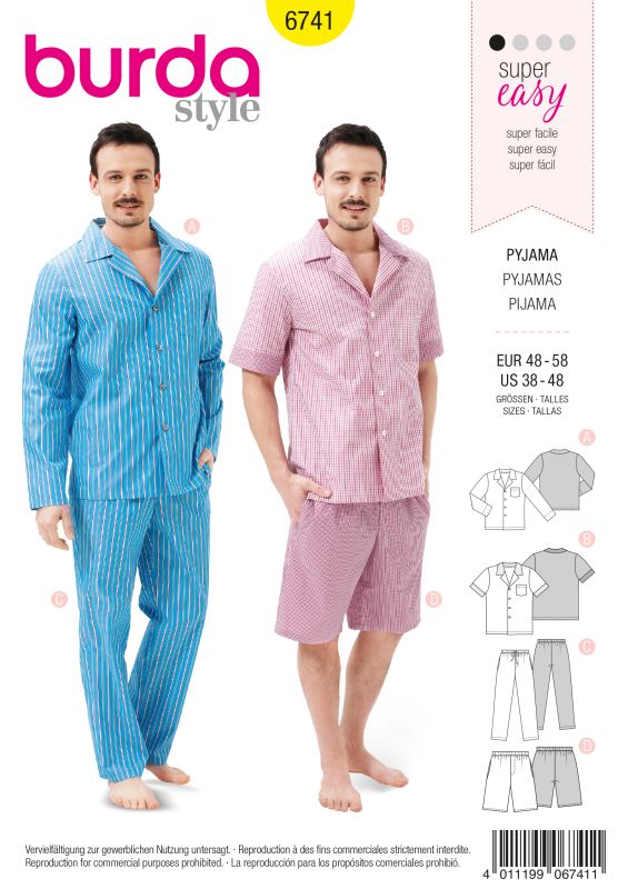 Schnittmuster Pyjama Burda 6741