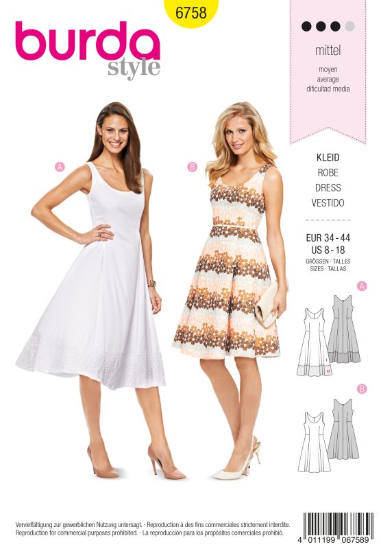 Schnittmuster Kleid Burda 6758
