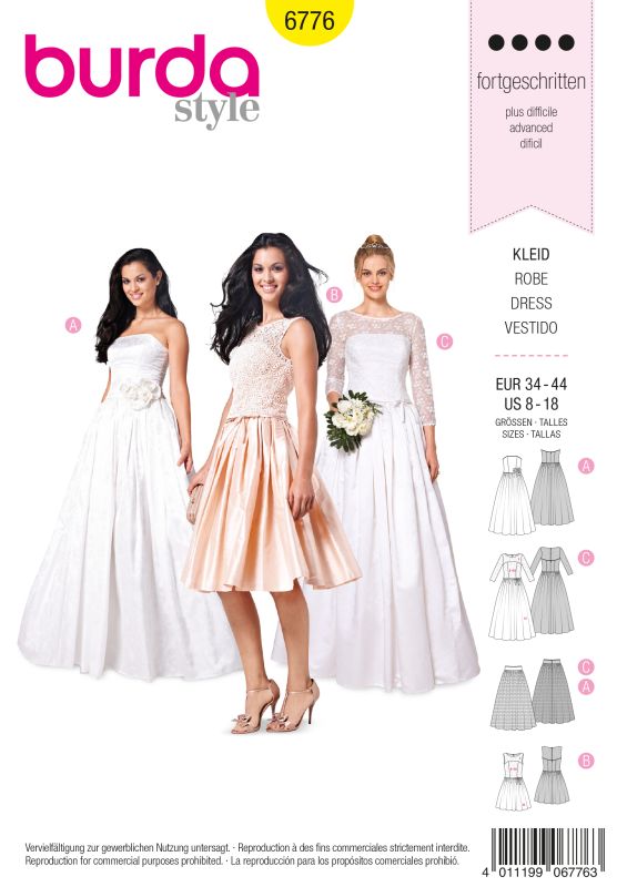 Schnittmuster Brautkleid Burda 6776