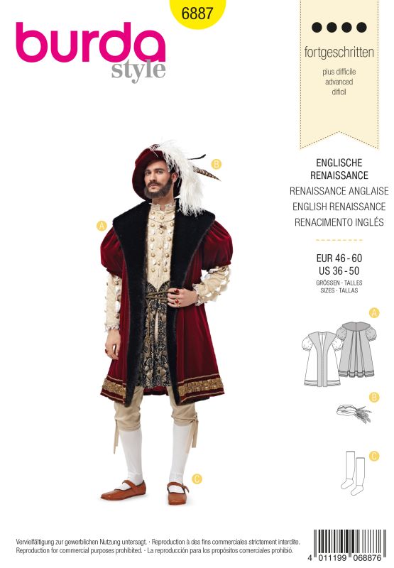 Schnittmuster Engl. Renaissance Burda 6887