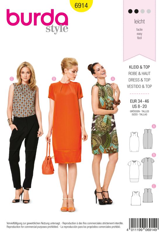Schnittmuster Kleid & Top Burda 6914