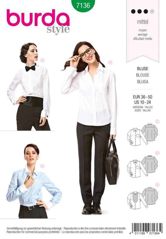 Schnittmuster Bluse Burda 7136
