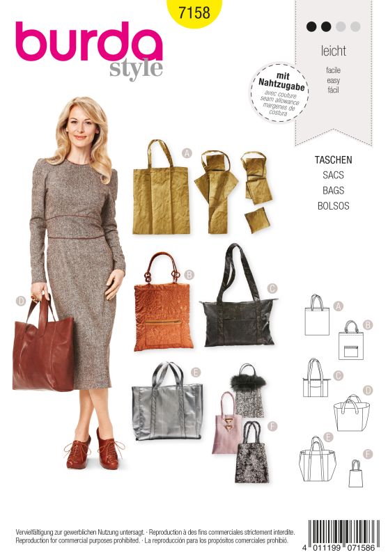 Schnittmuster Taschen Burda 7158