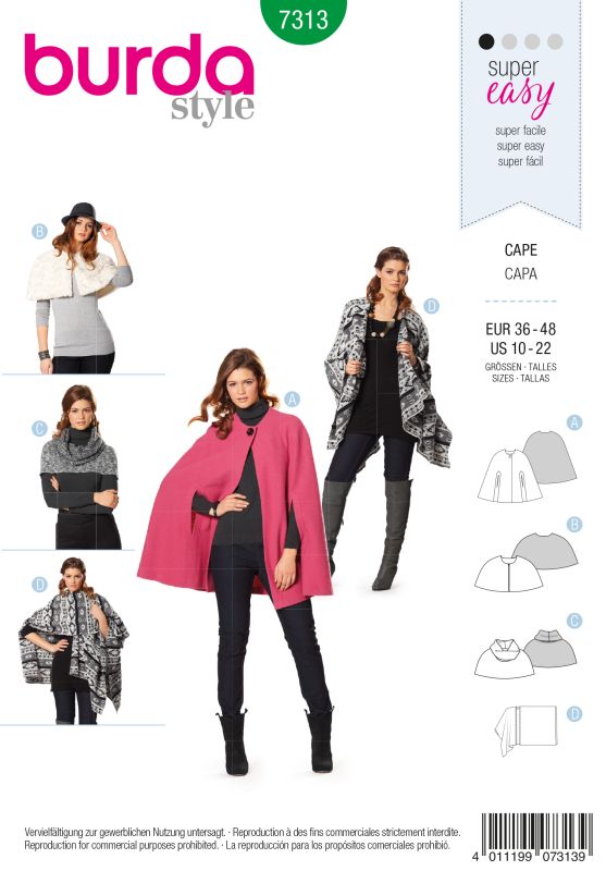Schnittmuster Cape Burda 7313