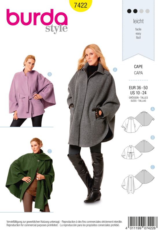 Schnittmuster Cape Burda 7422