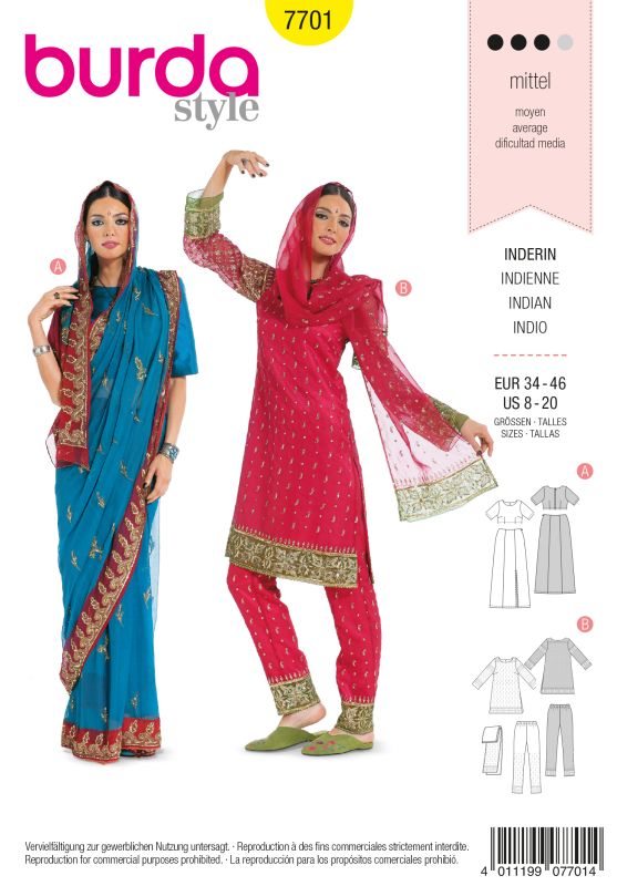 Schnittmuster Inderin Burda 7701