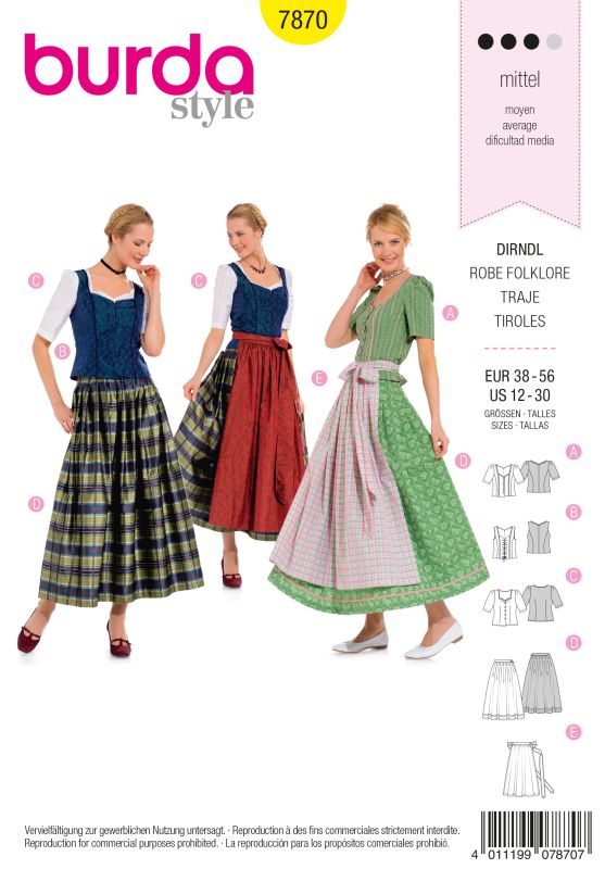 Schnittmuster Dirndl Burda 7870
