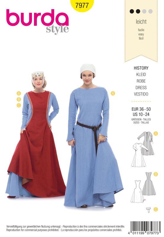 Schnittmuster Kleid Mittelalter Burda 7977