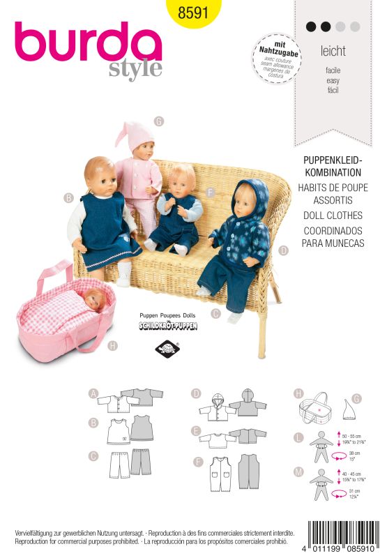 Schnittmuster Puppenkleider Burda 8591