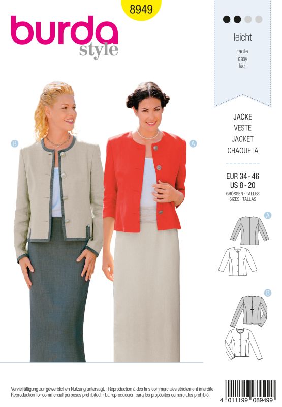 Schnittmuster Jacke Burda 8949