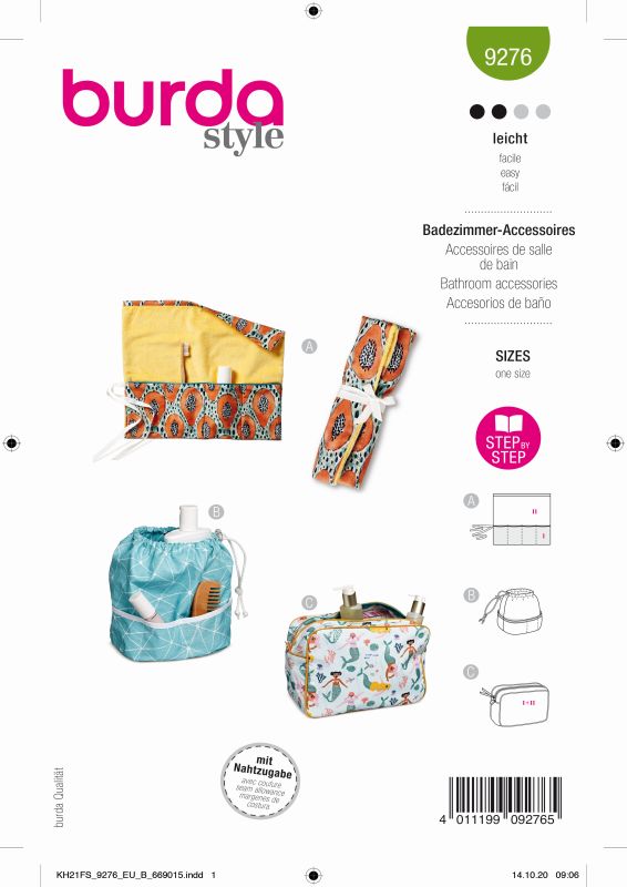 Schnittmuster Badezimmeraccessoires Burda 9276
