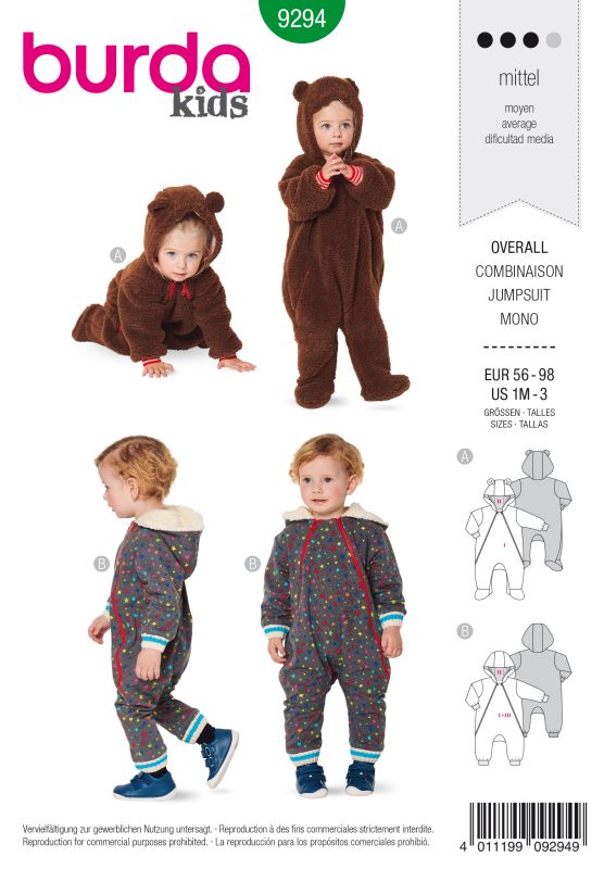 Schnittmuster Overall Burda 9294