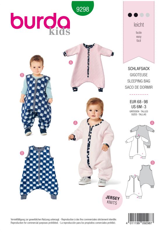 Schnittmuster Overall - Schlafsack Burda 9298