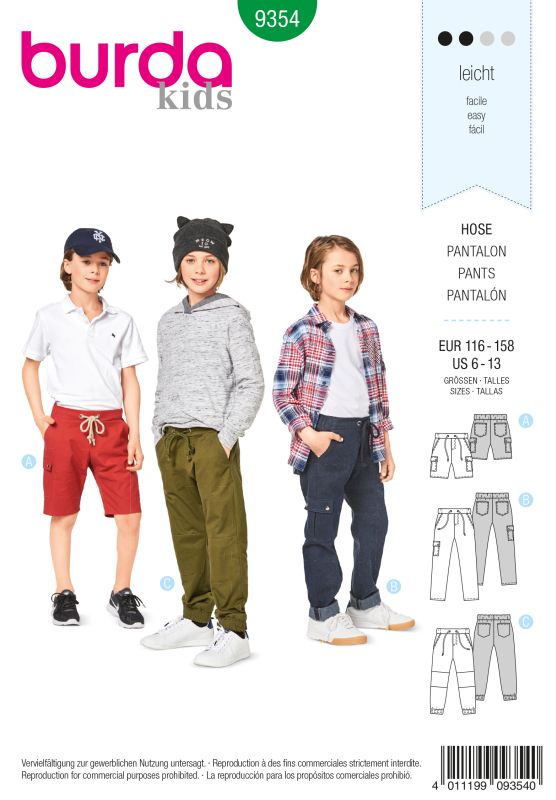 Schnittmuster Hose Burda 9354