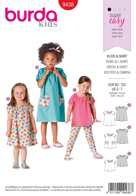 Schnittmuster Kleid & Shirt Burda 9438
