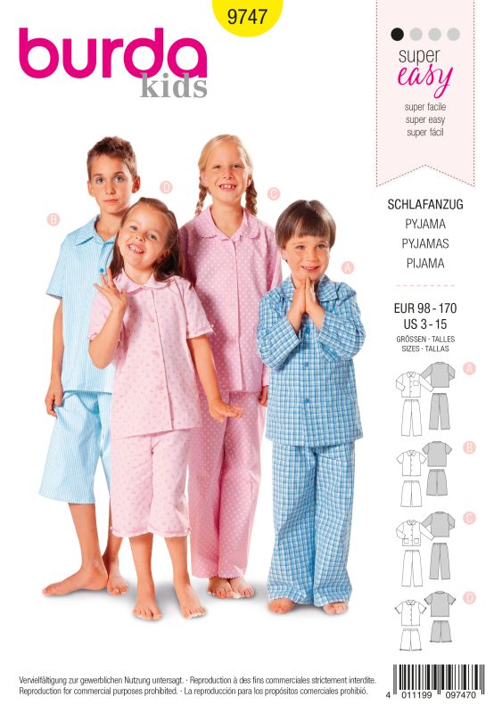 Schnittmuster Schlafanzug Burda 9747