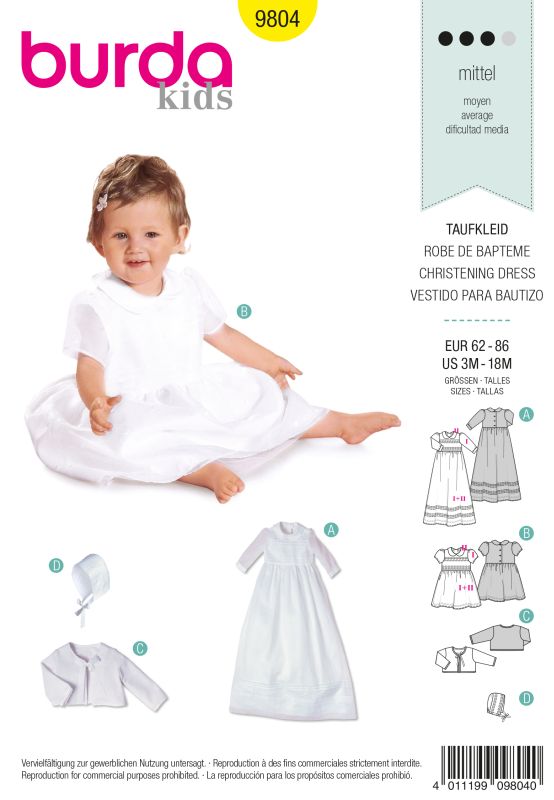 Schnittmuster Taufkleid Burda 9804