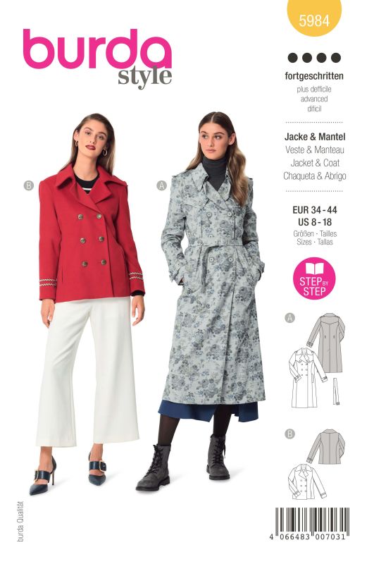 Schnittmuster Kaban-Jacke & Trenchcoat Burda 5984