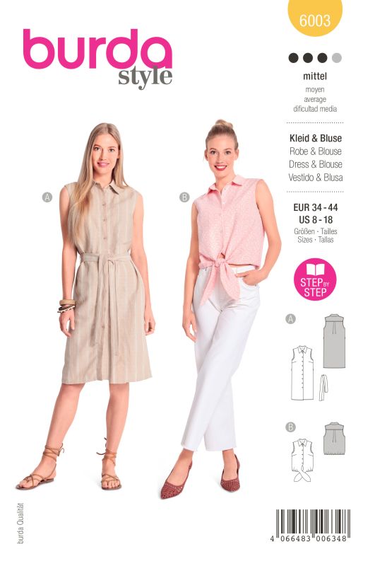 Schnittmuster Kleid / Bluse Burda 6003