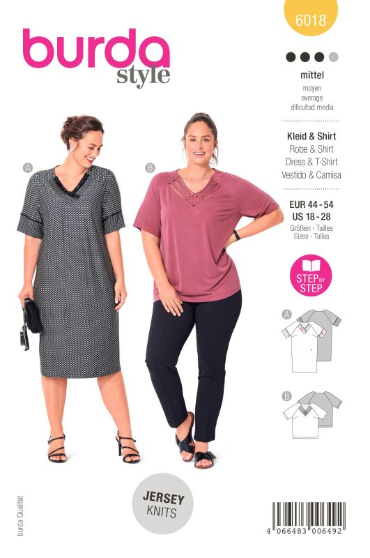 Schnittmuster Kleid / Shirt Burda 6018