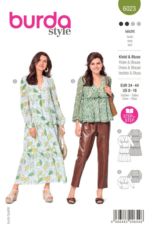 Schnittmuster Kleid / Bluse Burda 6023