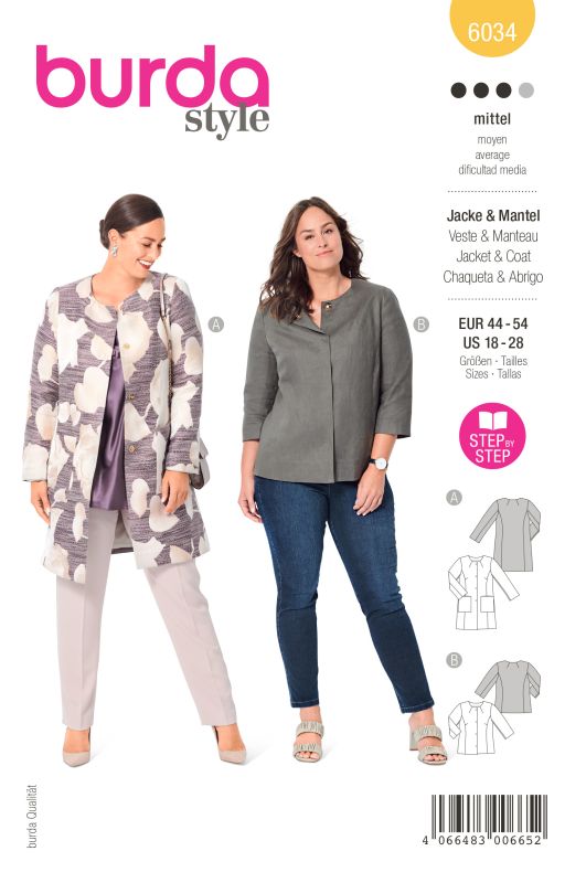 Schnittmuster Mantel / Jacke Burda 6034